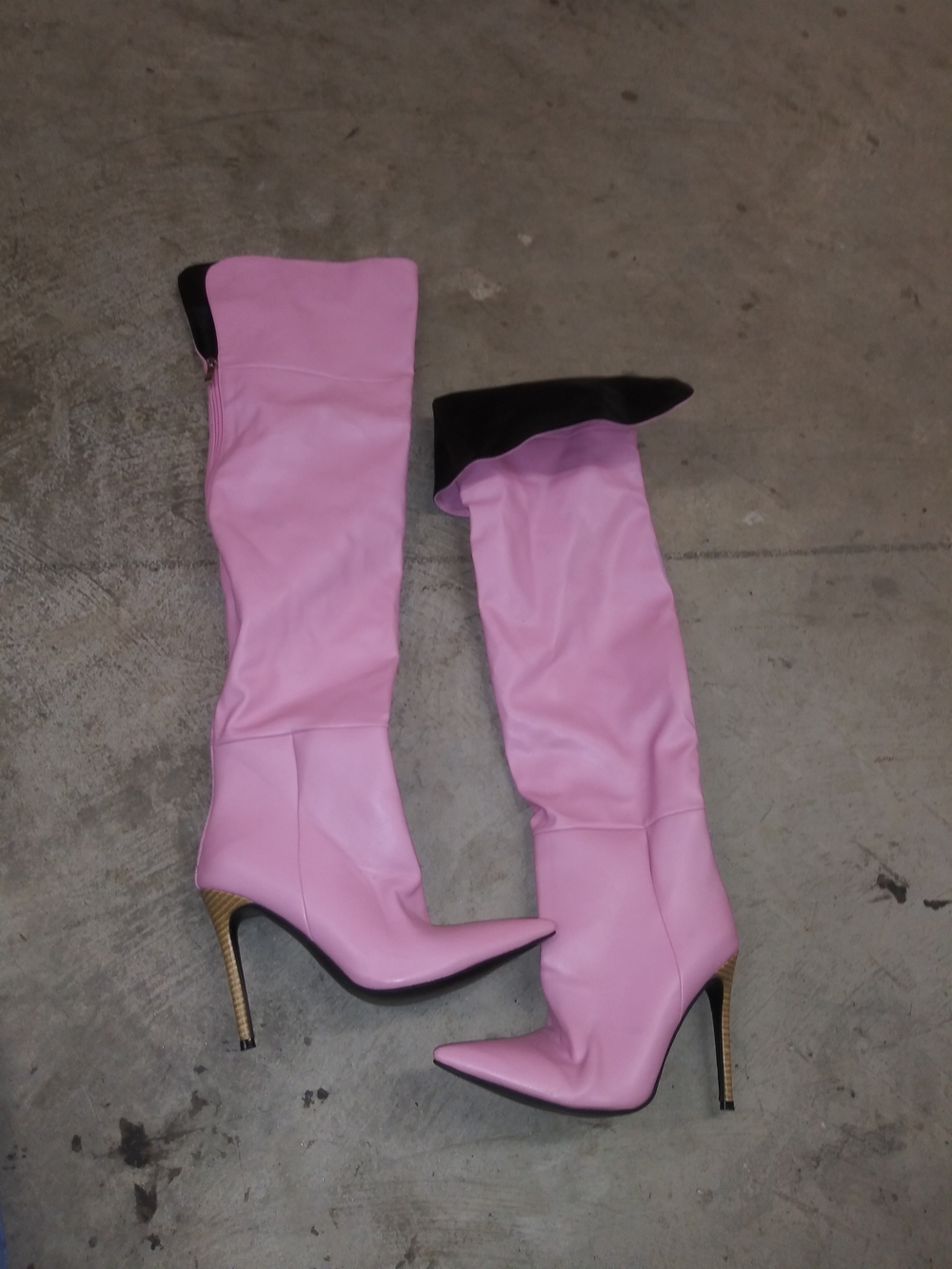 Pink High Heel Knee-High Boots - Women's Fashion Boot